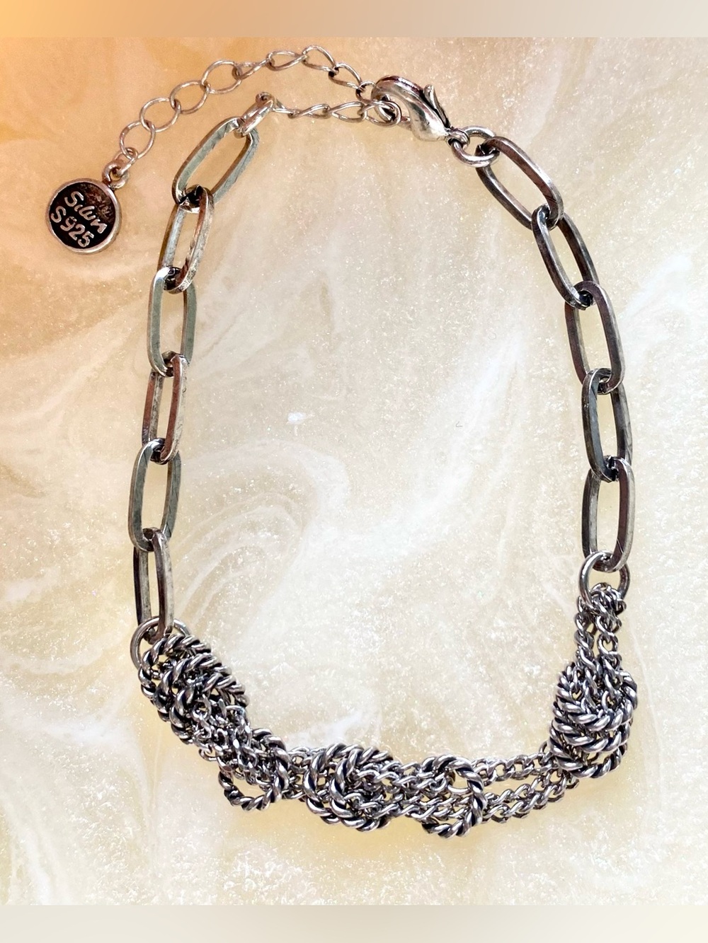 Sterling Silver Chain-Link Knot Bracelet